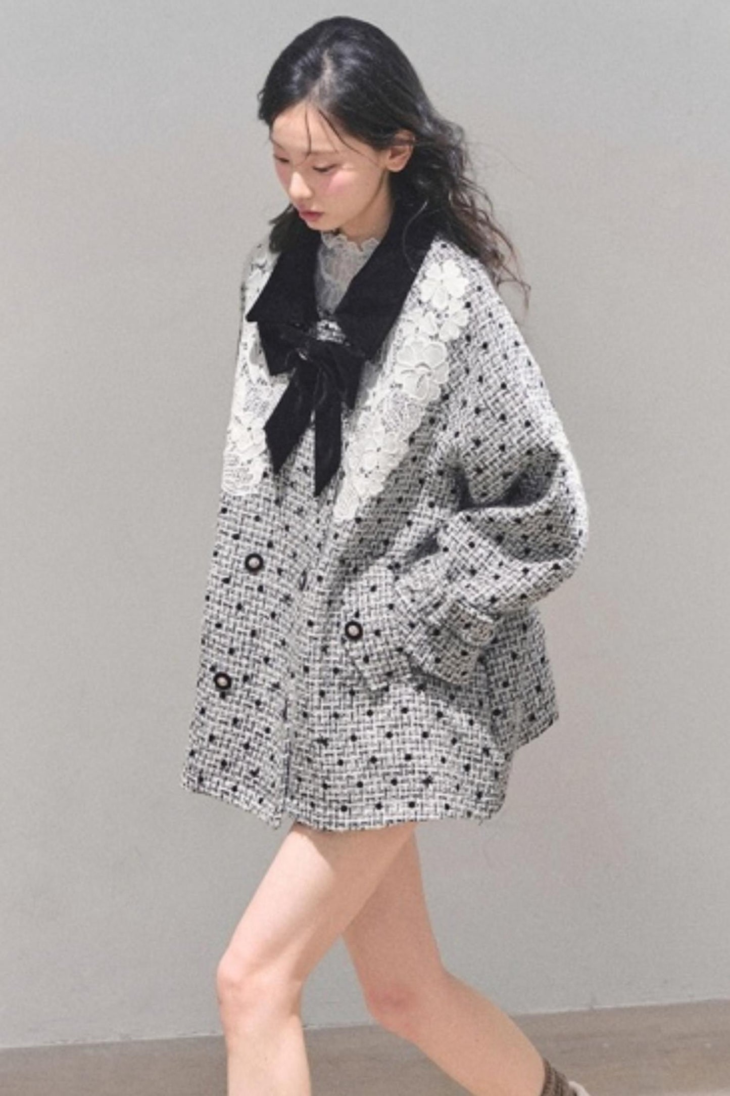 Lace Plaid Winter Coat
