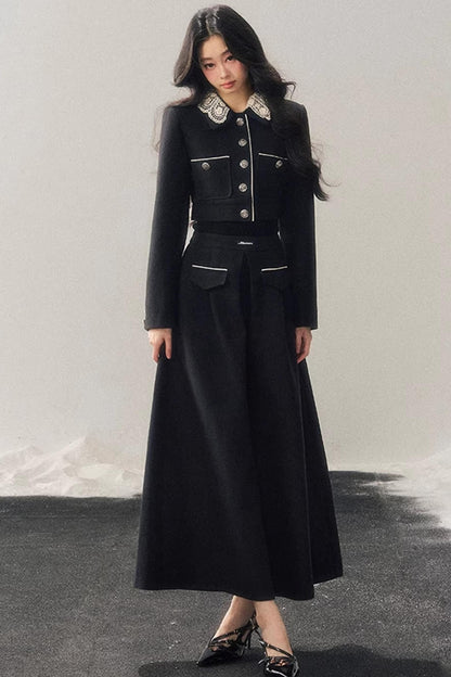 Whisper Lace Winter Suit Skirt Set-Up