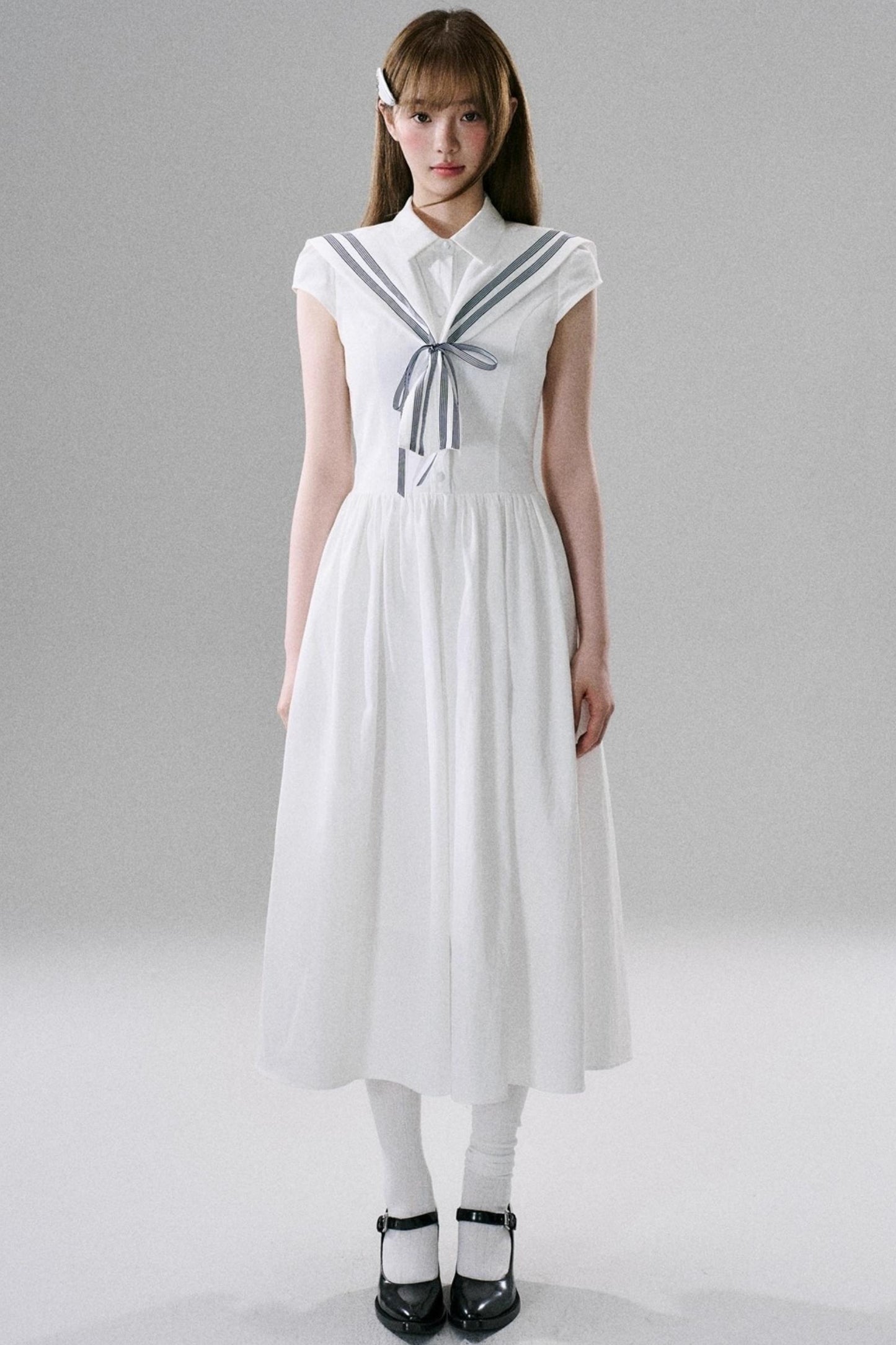 Minimal Sailor-Inspired Long Dress