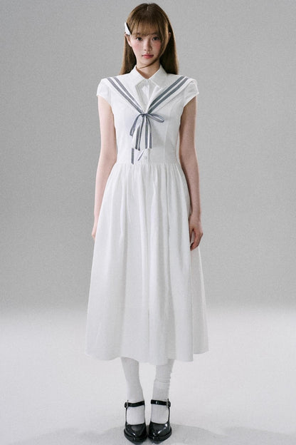 Minimal Sailor-Inspired Long Dress