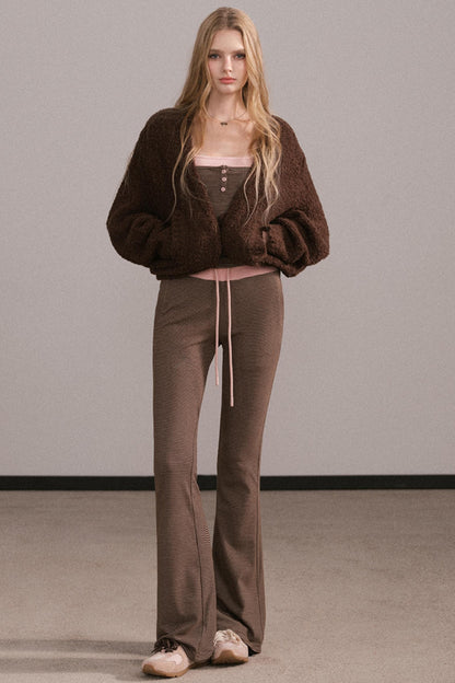 Color-Block Knitted Cardigan Set-Up