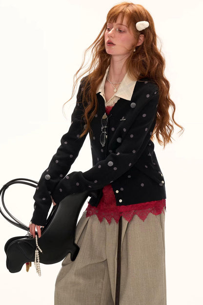 Polka Dot Asymmetrical Cardigan