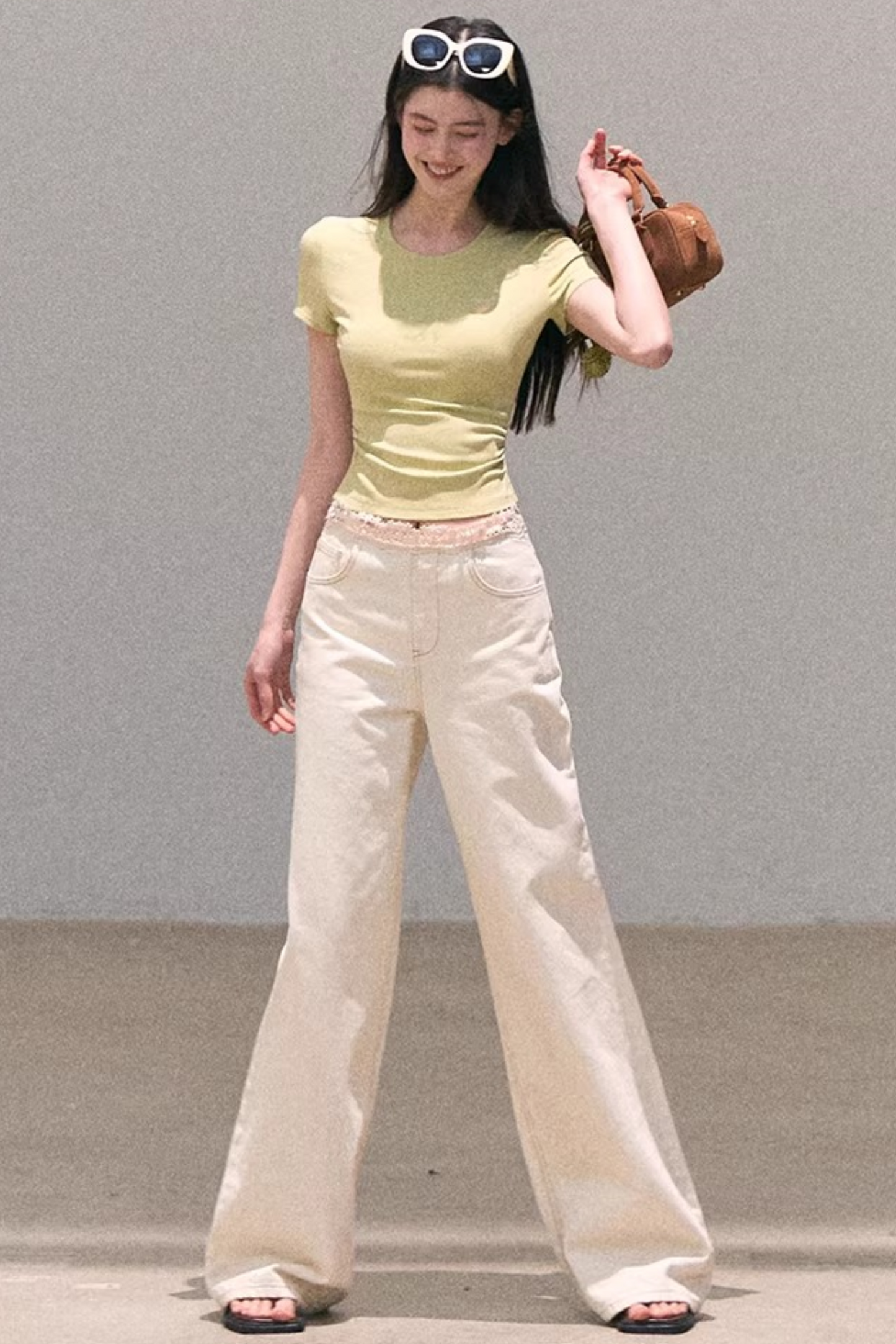 Contrast Embroidered Ruched Top