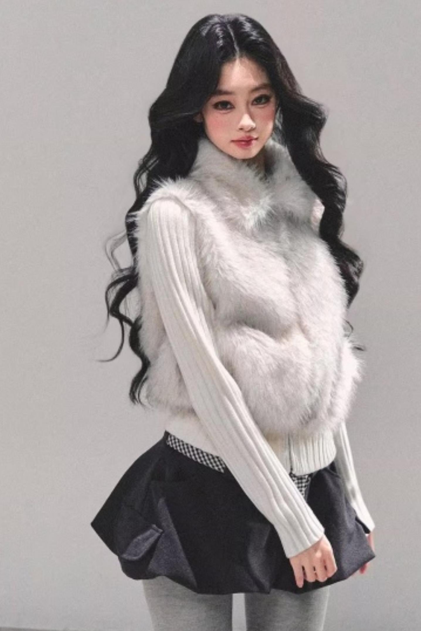 Faux Fur Leopard Knit Jacket