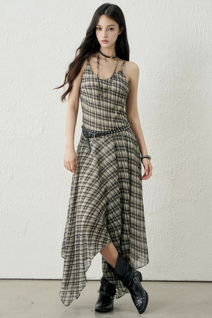 Retro Green Plaid Dress