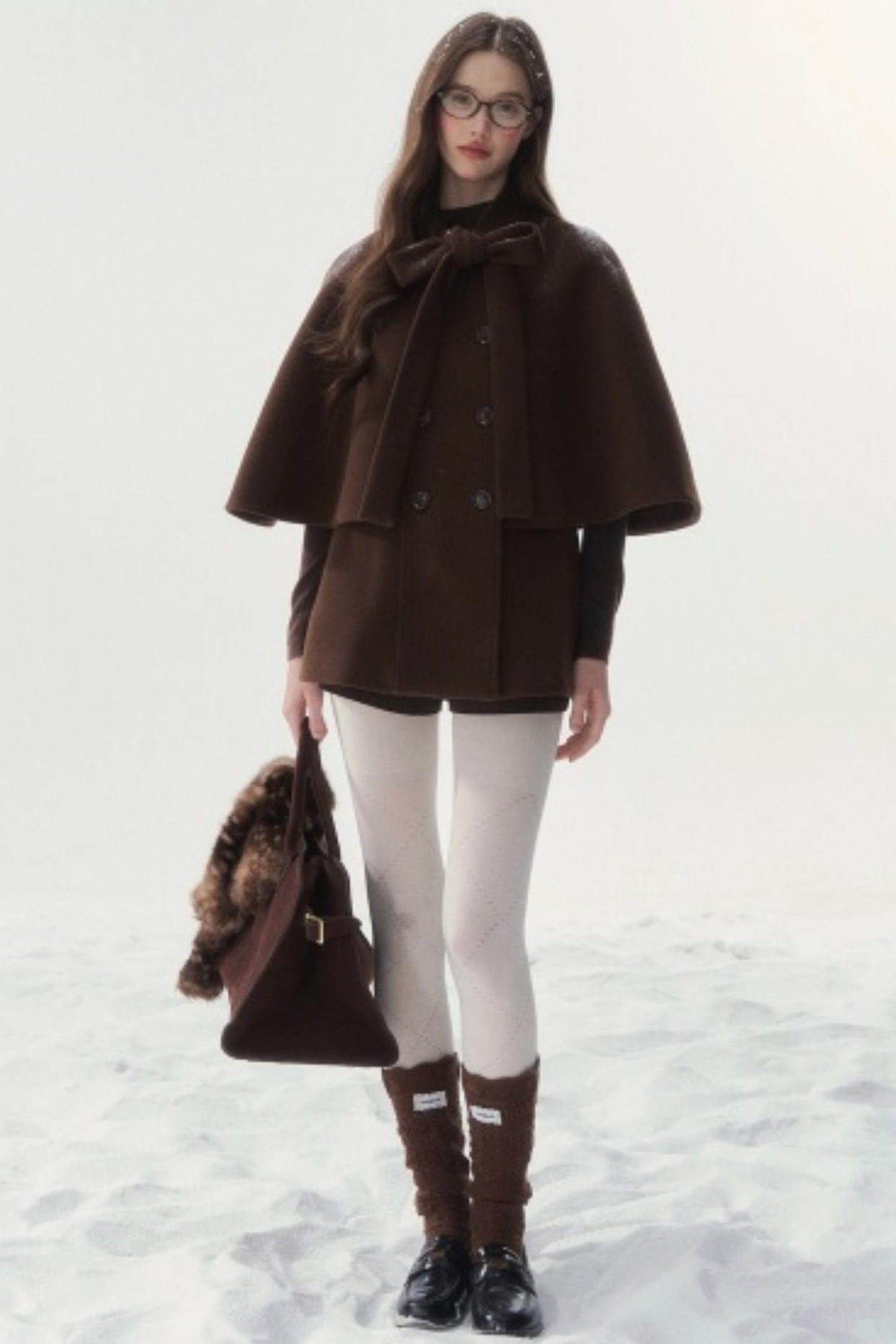Cocoa Double-Breasted Cape Coat