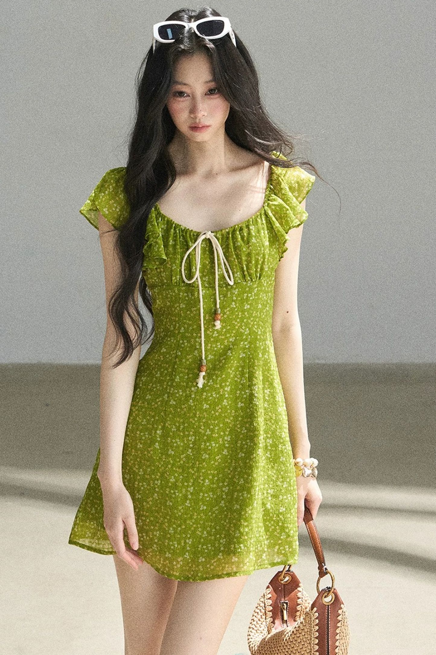 French Floral Chiffon Dress