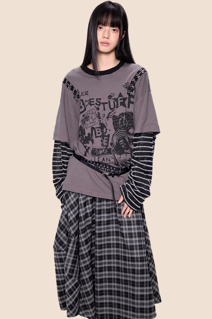 Rivet Patchwork Striped Top