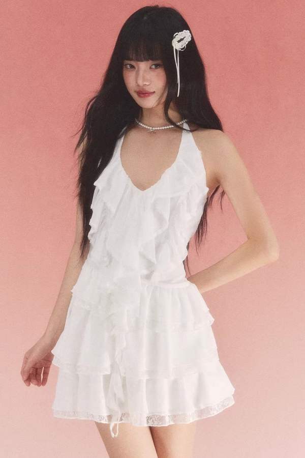 Ruffled Halter Neck Dress