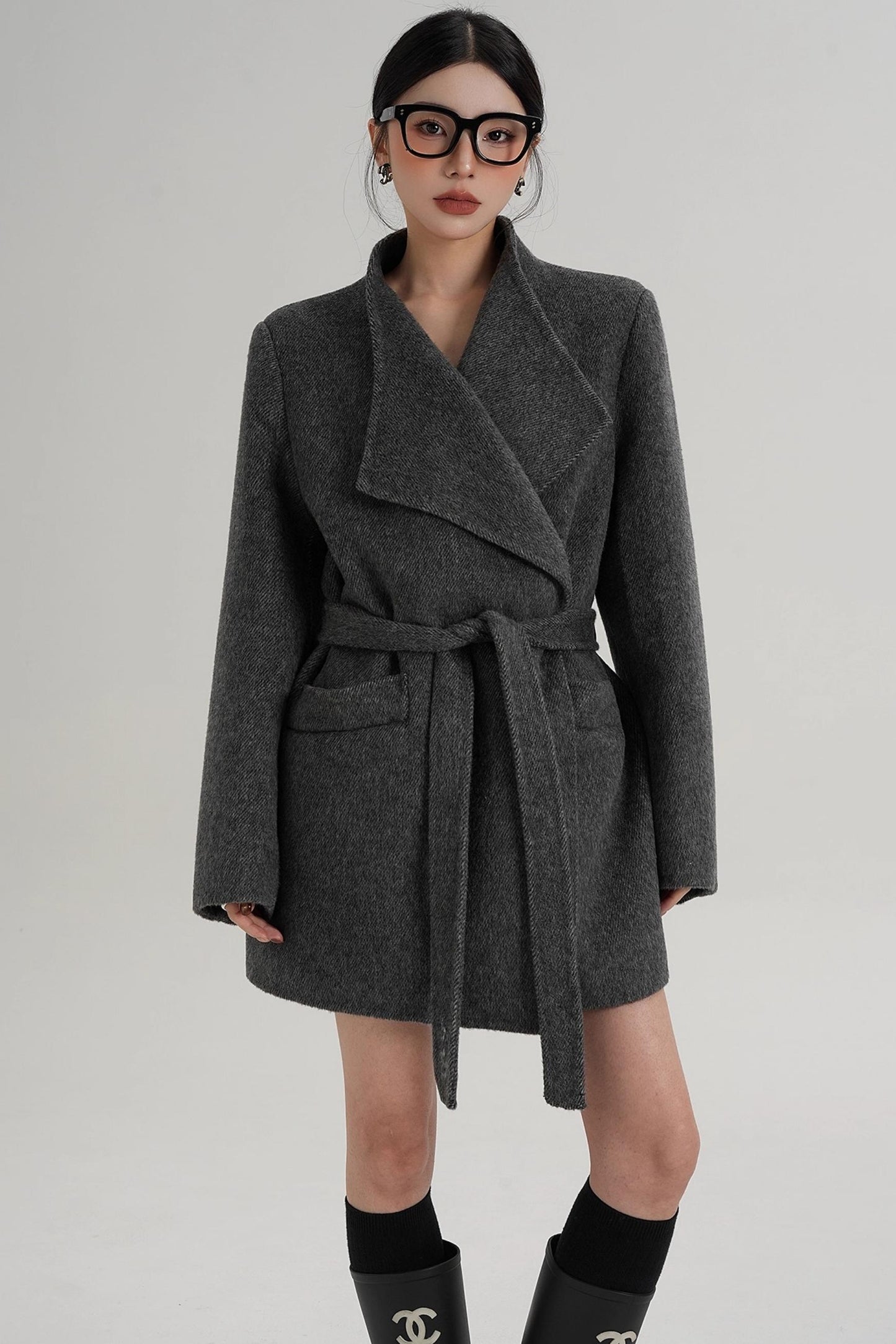 Elegant Wool Bathrobe Coat