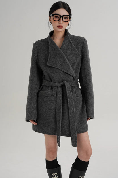 Elegant Wool Bathrobe Coat