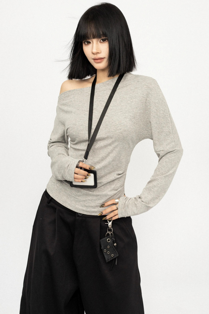 오프숄더 슬리밍 블라우스