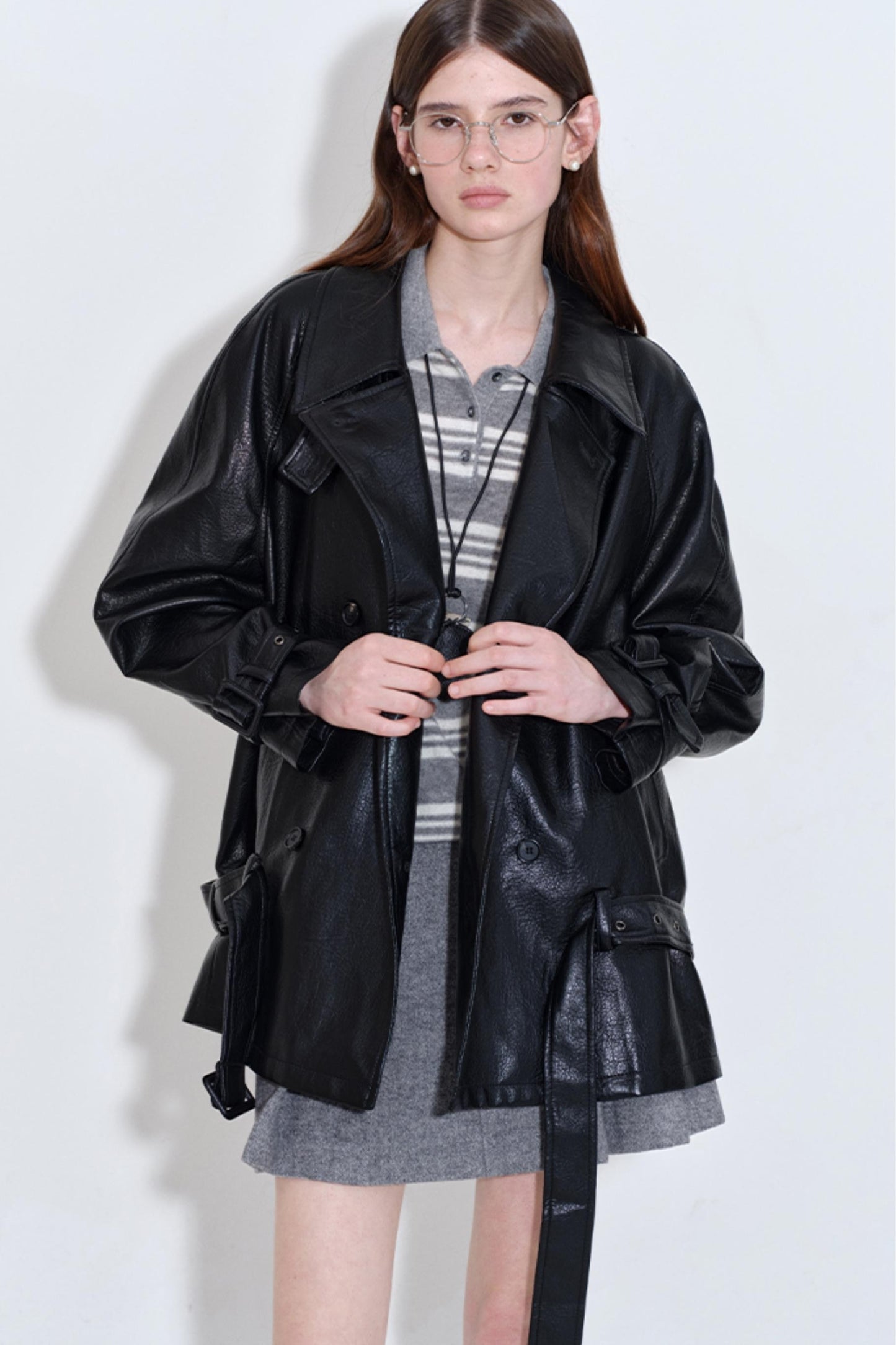 Fashionable Lace-Up Leather Jacket