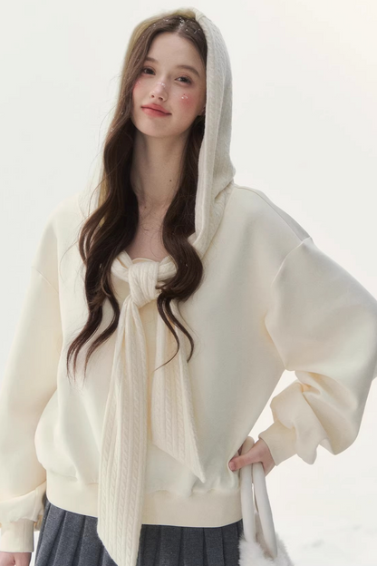 White Cotton Bow-Tie Sweatshirt