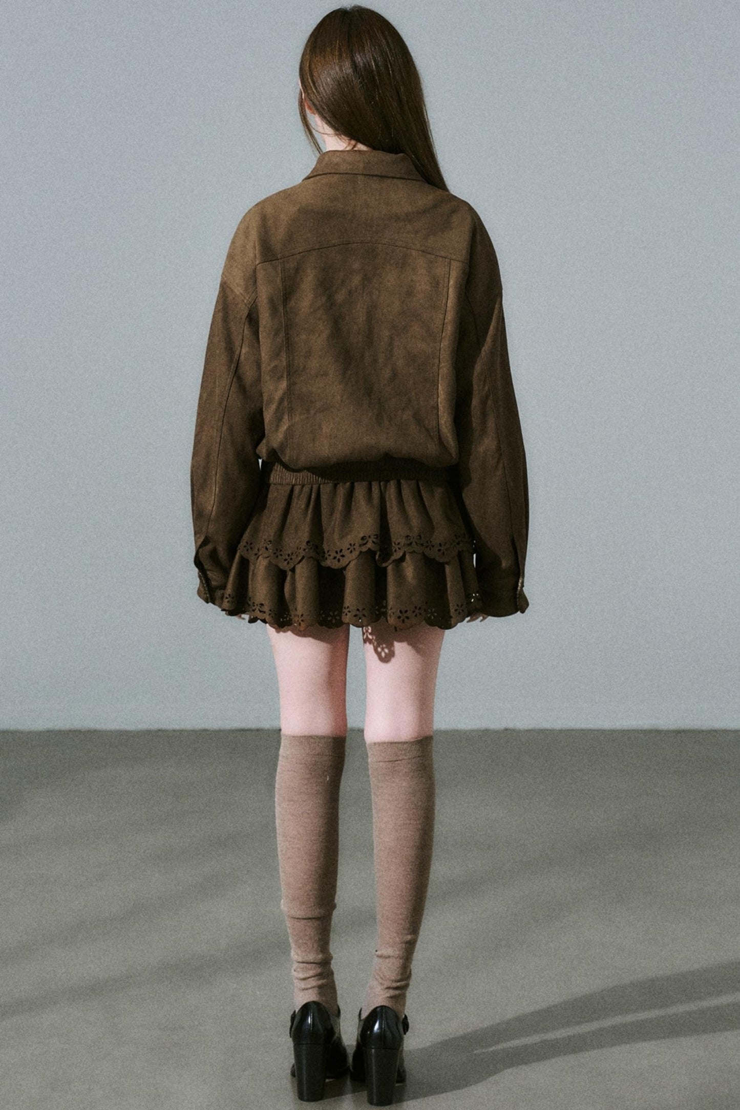 Winter Flower Suede Skirt Set-Up