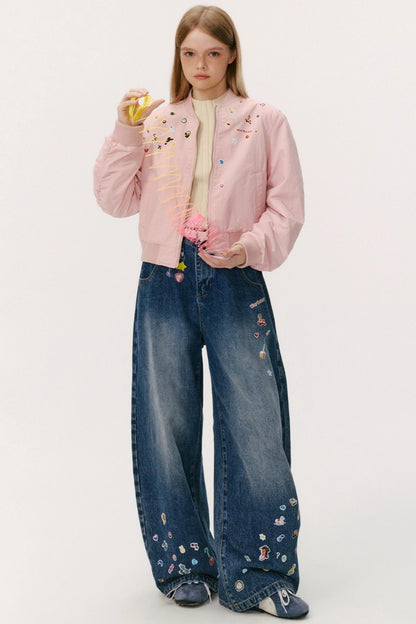 Vintage Loose Denim Bib Pants