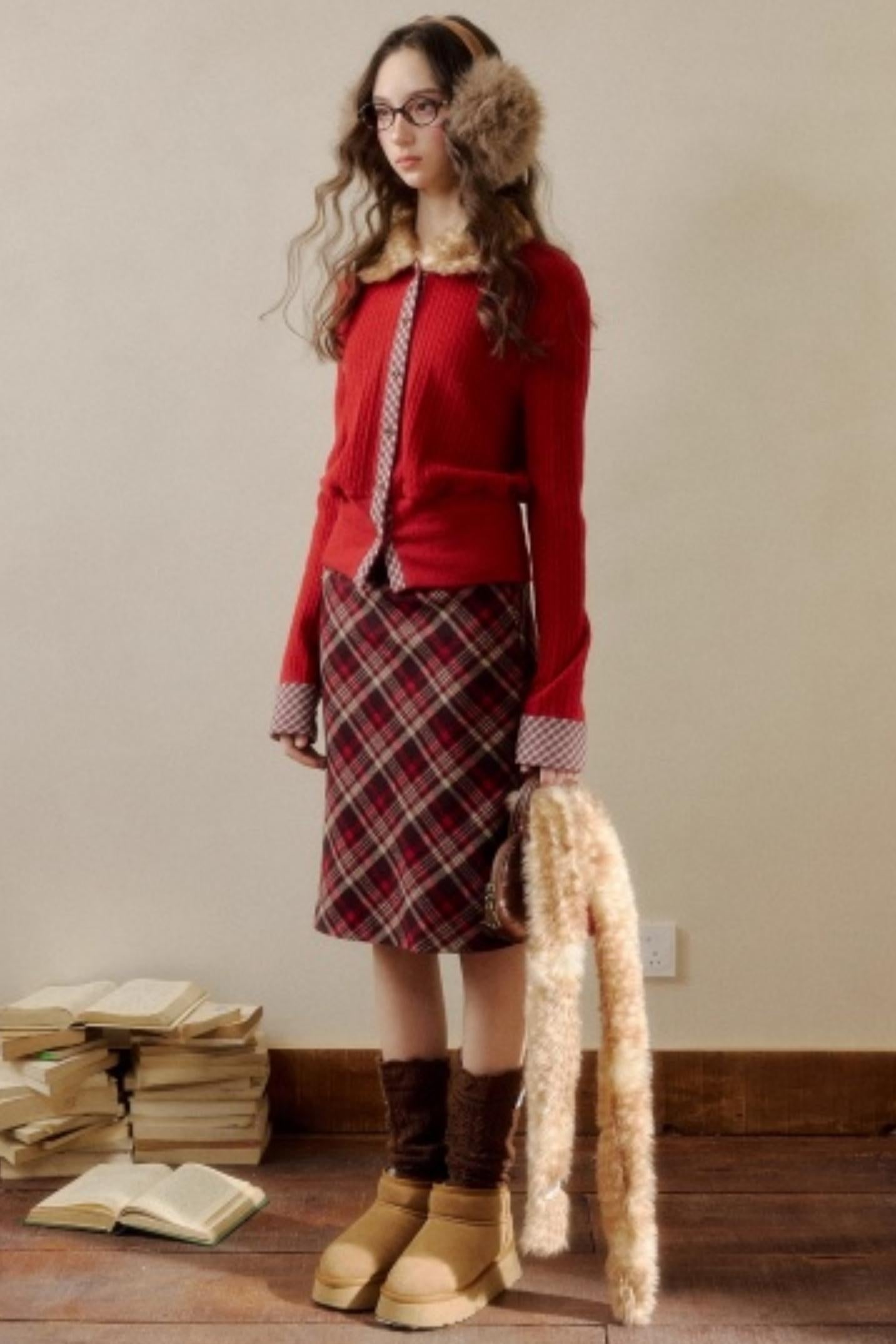 Retro Reindeer Plaid Sweater