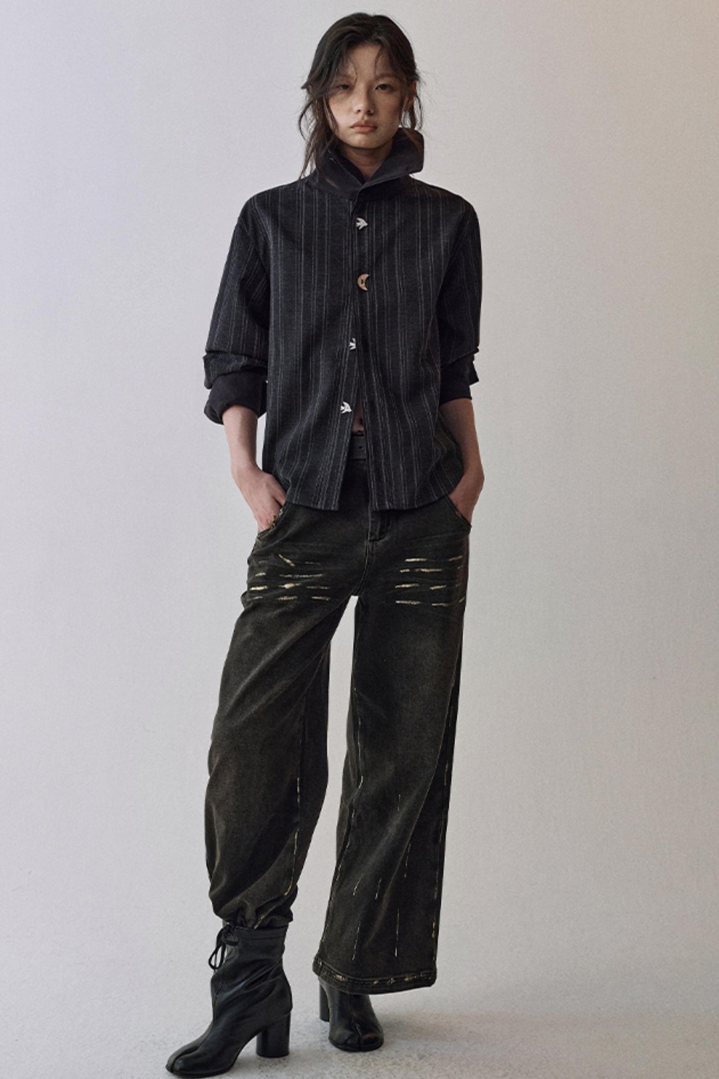 Striped Color-Blocking Shirt Set-Up