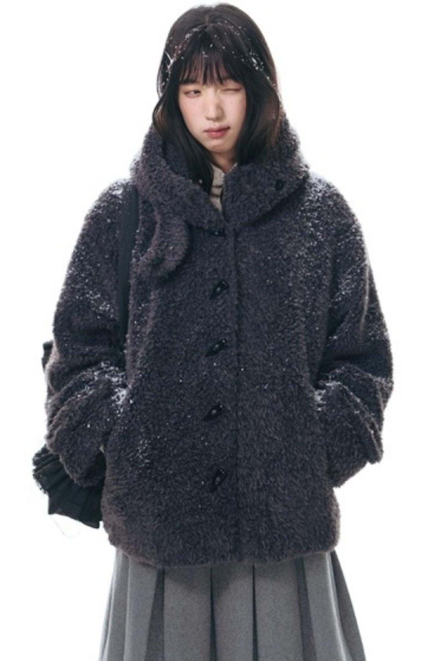 Cozy Hooded Lamb Wool Jacket