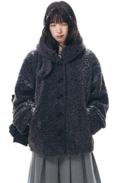 Cozy Hooded Lamb Wool Jacket