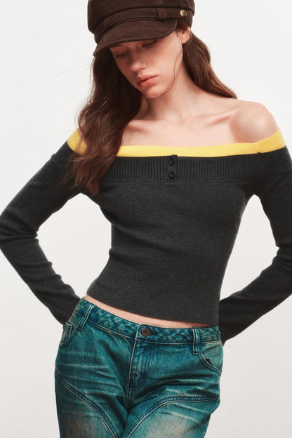 One-shoulder Knit Top