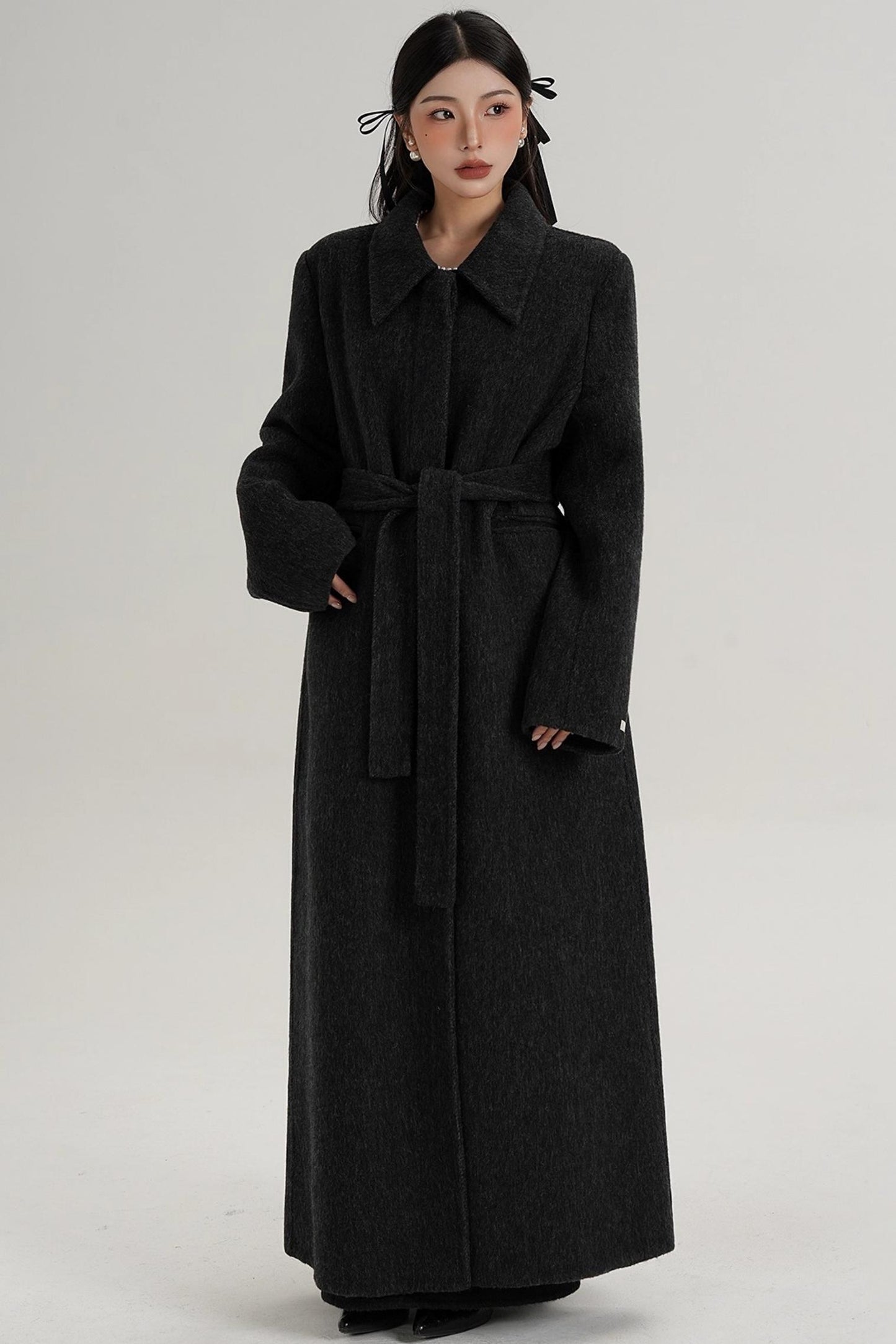 Elegant Extra-Long Wool Coat