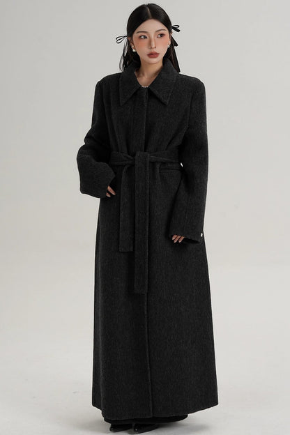 Elegant Extra-Long Wool Coat