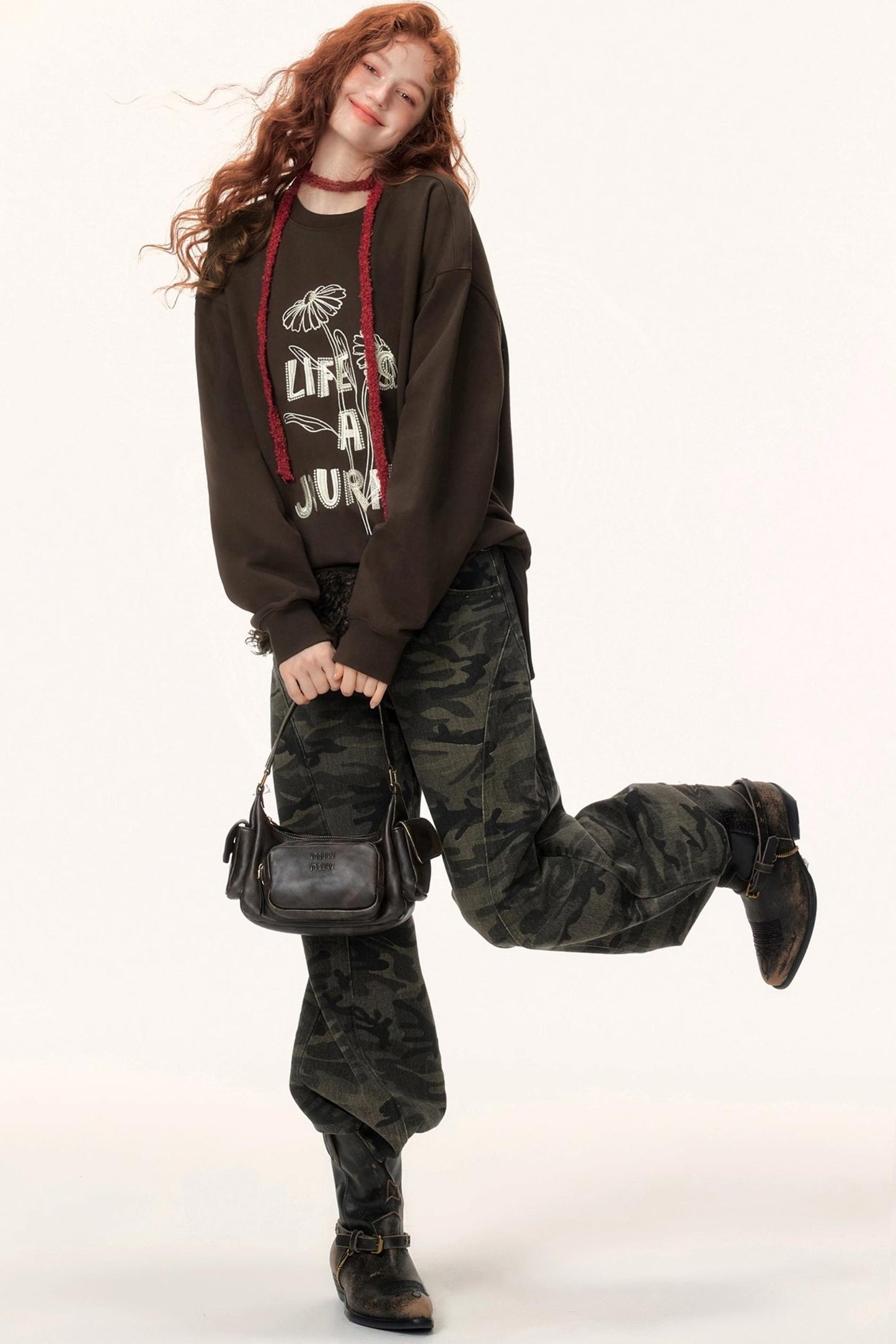 Graffiti Embroidered Color-Blocked Sweater