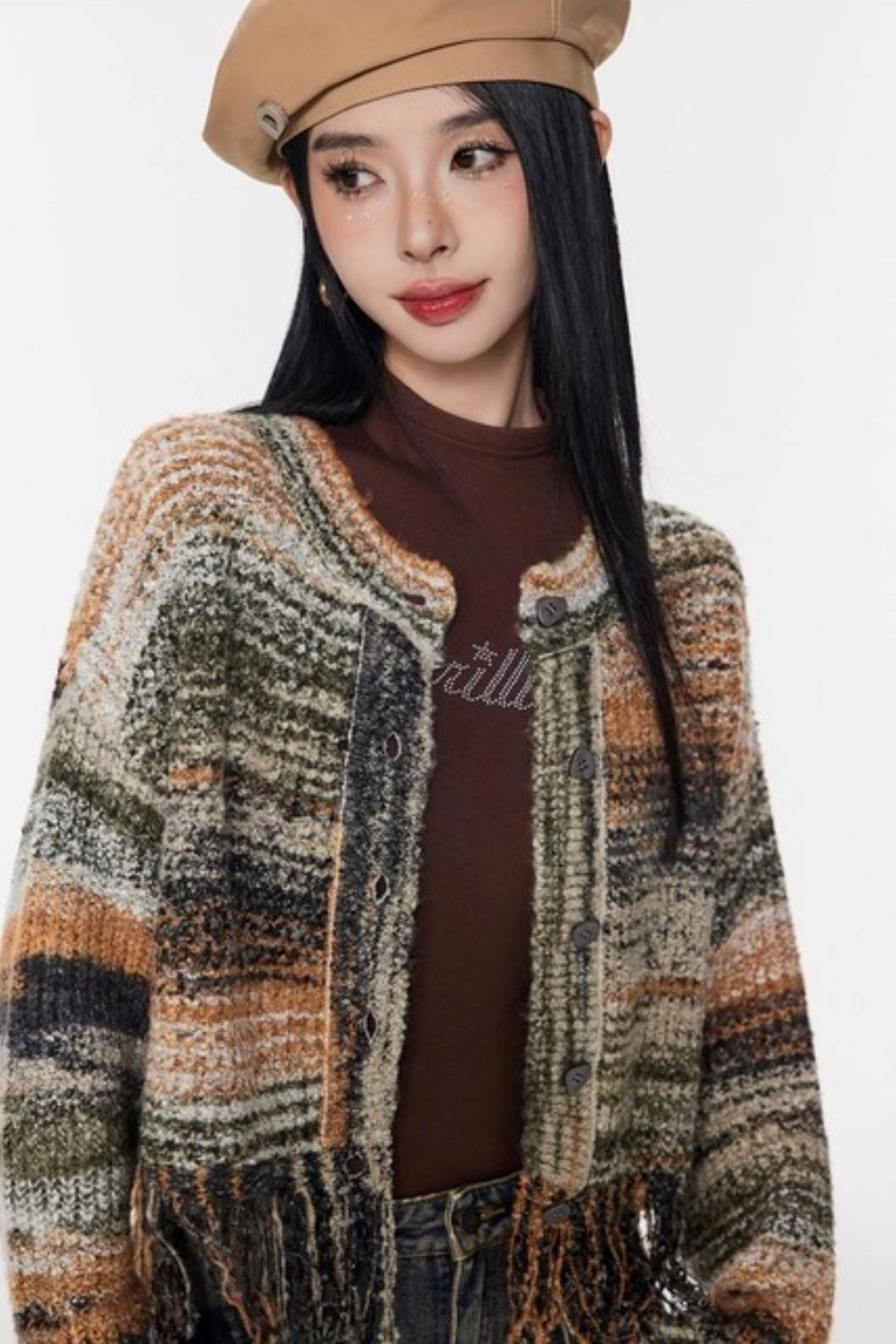 Vintage Gradient Knitted Cardigan