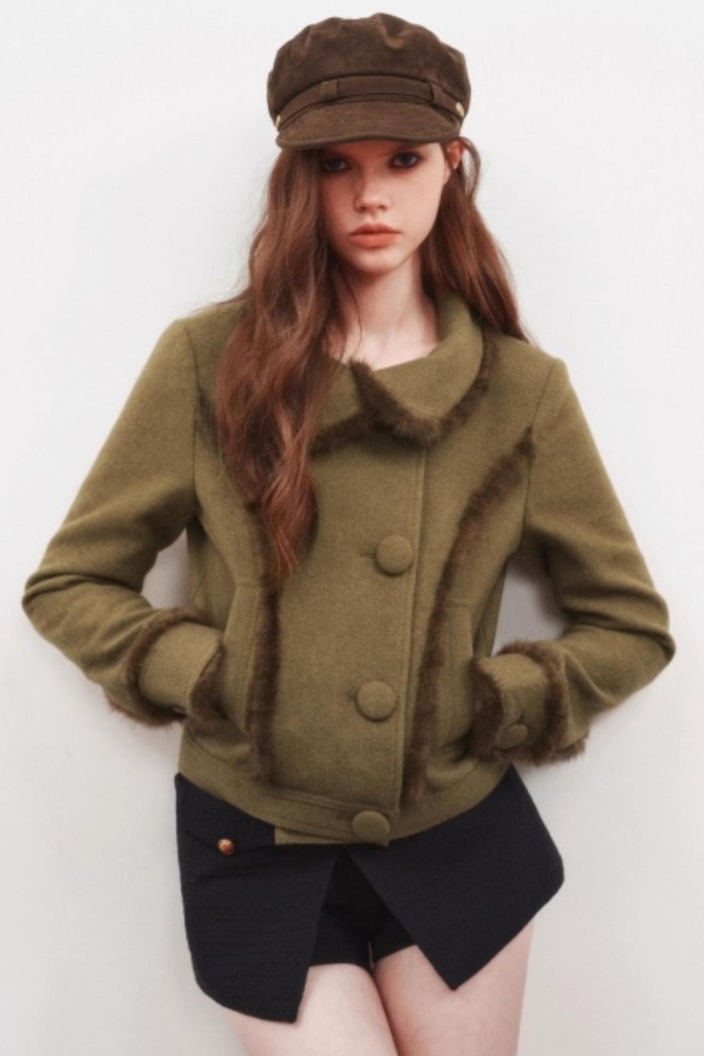 Warm Mink Fur Woolen Short Coat