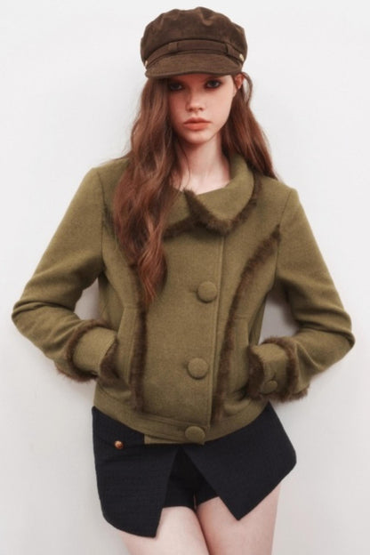 Warm Mink Fur Woolen Short Coat