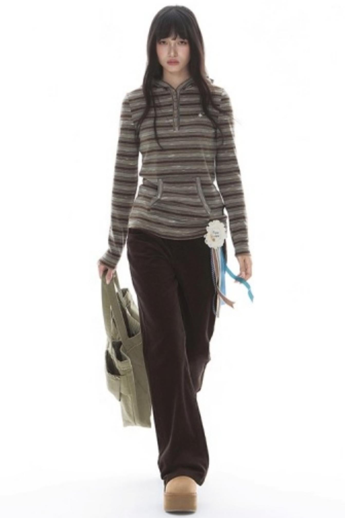 Striped Slimming Stretch Hoodie