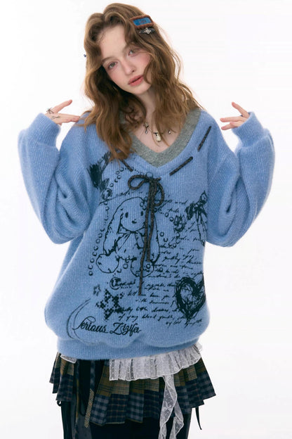 Velvet Rabbit Print Sweater