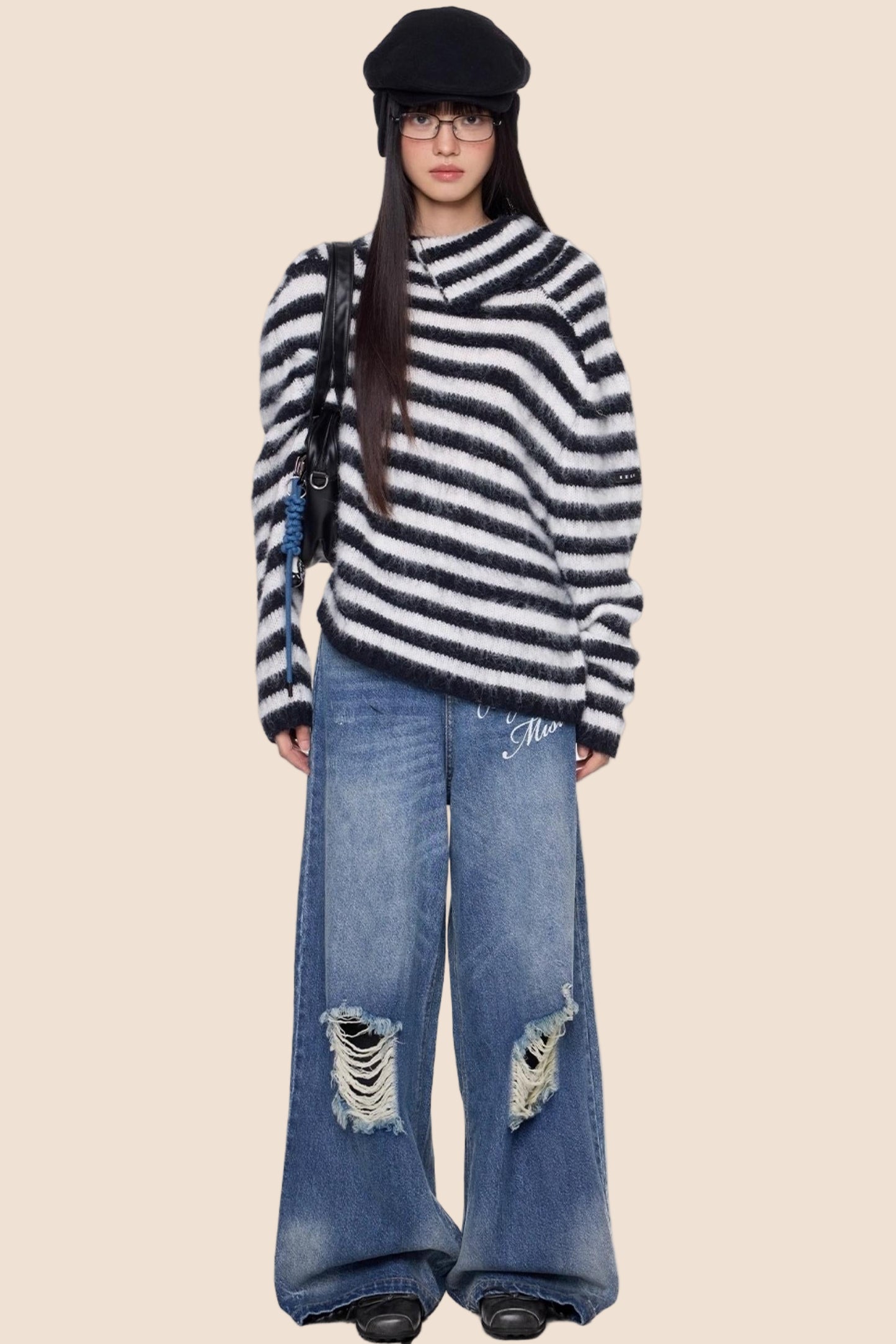 Irregular Lapel Knit Sweater