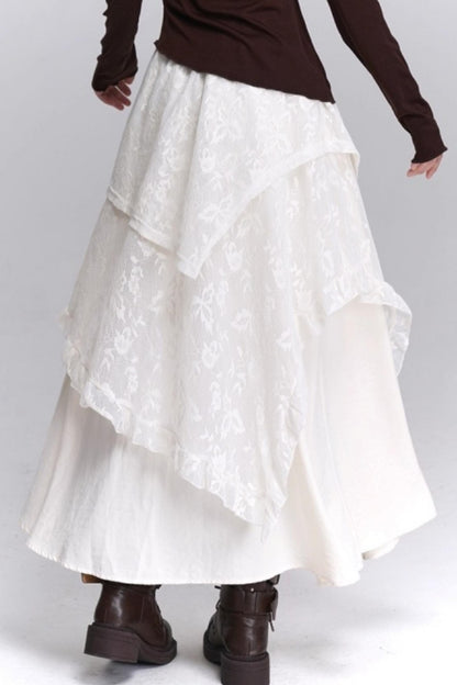 Coffee Lace Long Skirt