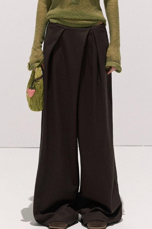 Tencel Wool Pleats Wide-Leg Pants