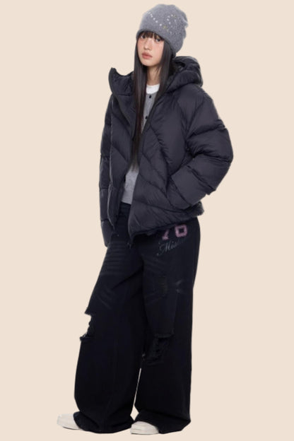 Deconstructed Hooded Down Jacket