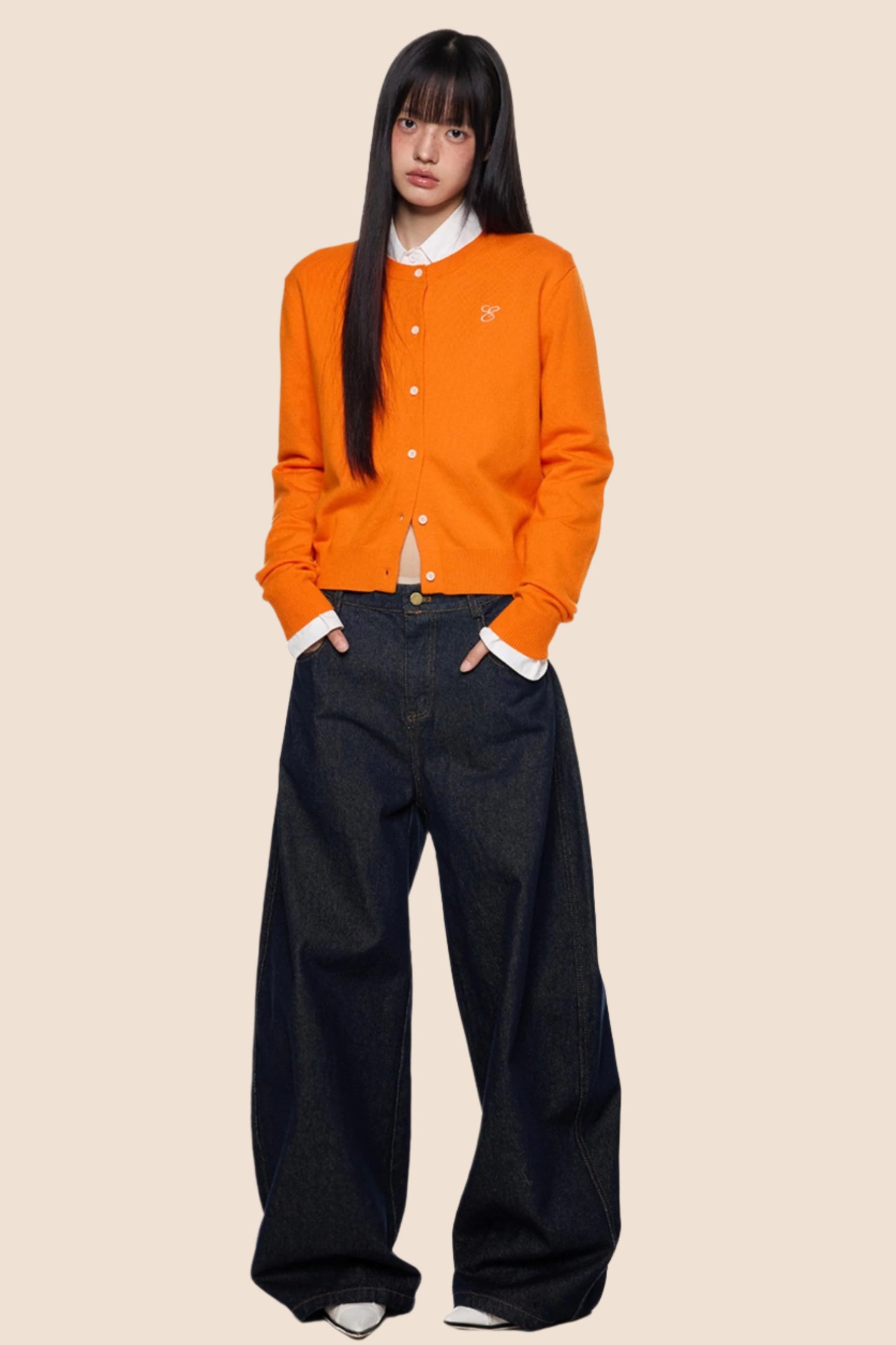 Embroidered Cropped Knit Sweater Cardigan