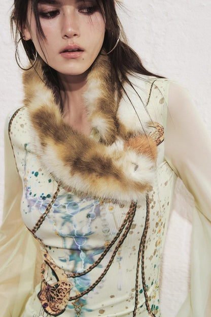 Multi-Colored Fur Ball Scarf