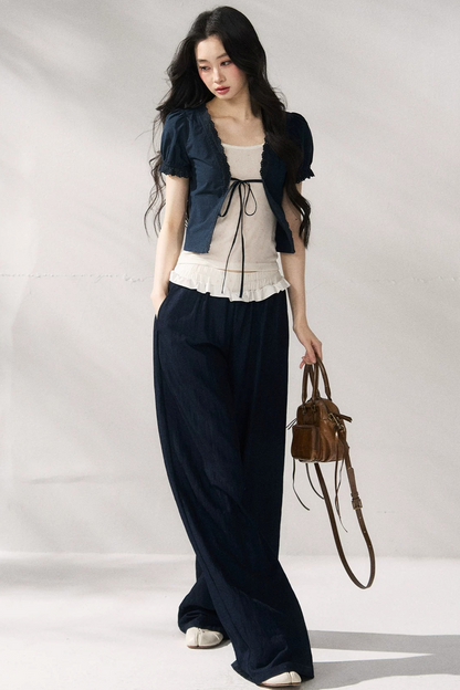 Floral Lace Suspender Cardigan Set-Up
