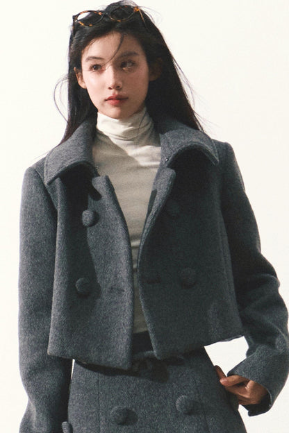 Wool Tweed Jacket Skirt Set-Up