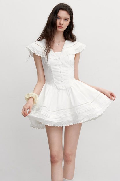 Vintage Lace Neck Dress