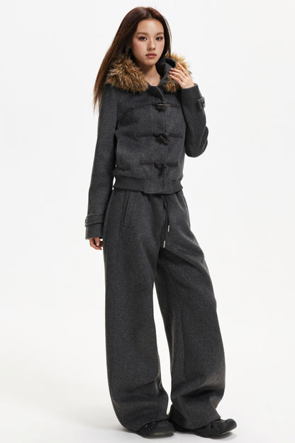 Retro Woolen Jacket & Pants Set-Up