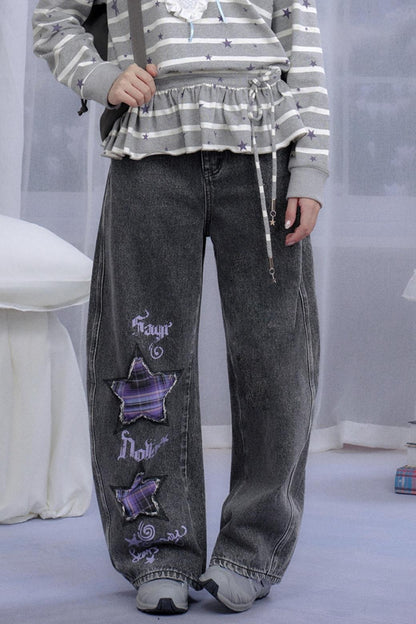 Star Printed Striped Top Set-Up