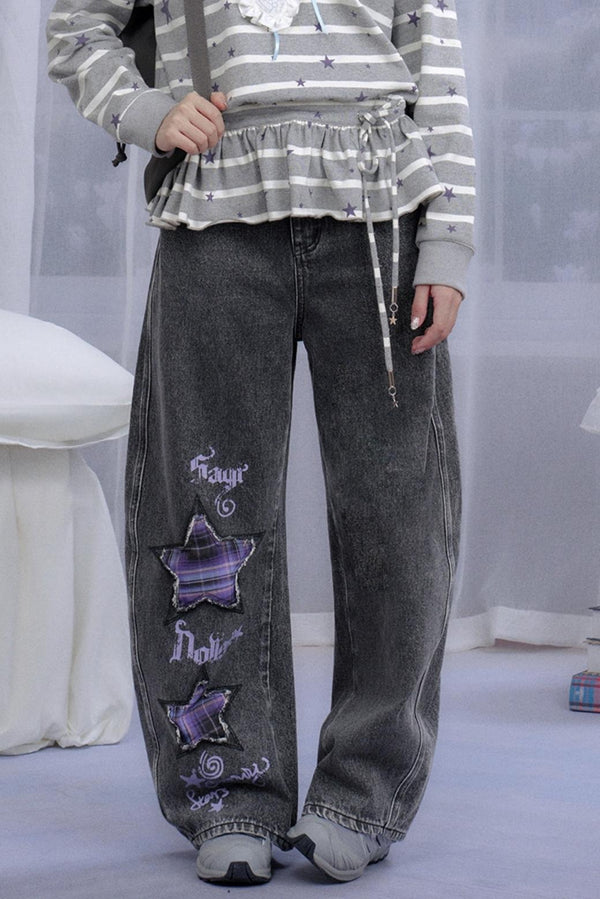 Star Printed Striped Top Set-Up