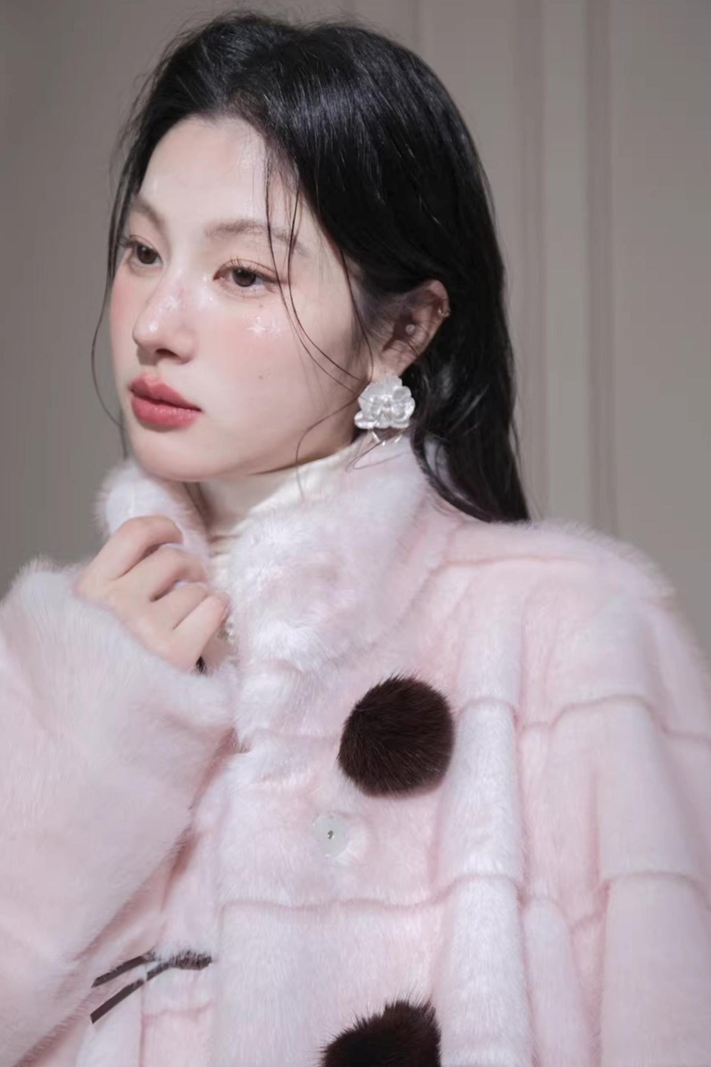 Peach Mousse Fox Fur Jacket
