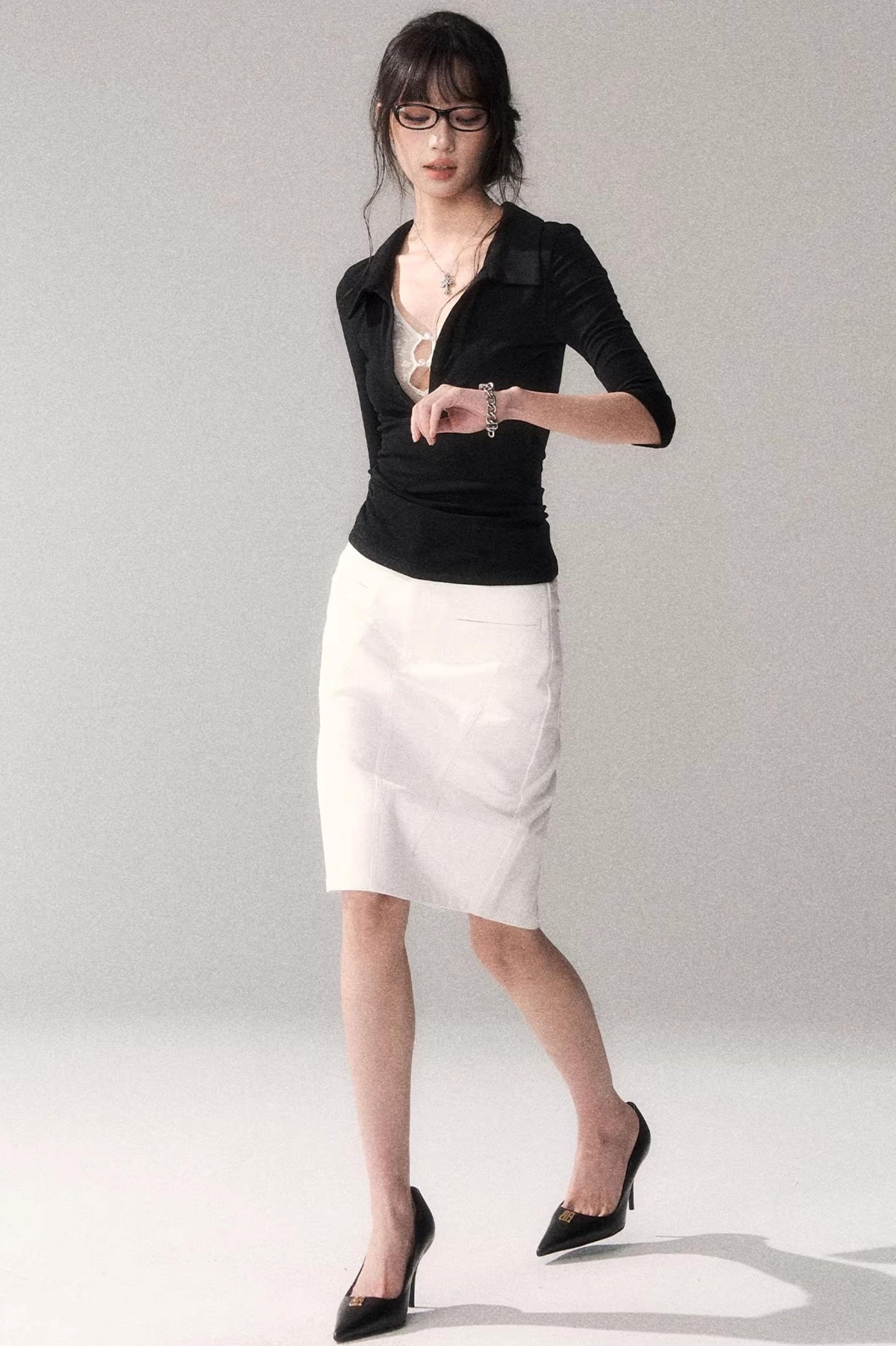 Cotton Washed Midi Skirt