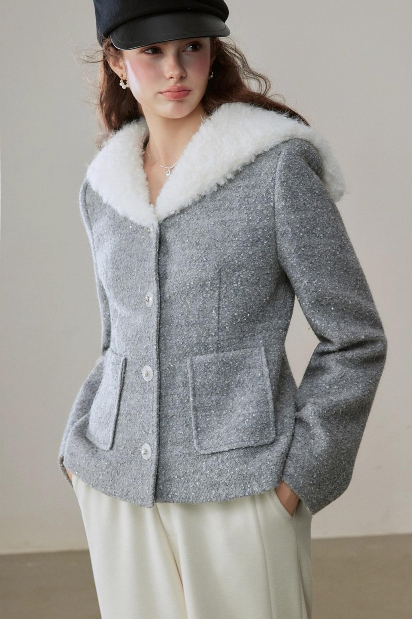 Wool Tweed Short Coat