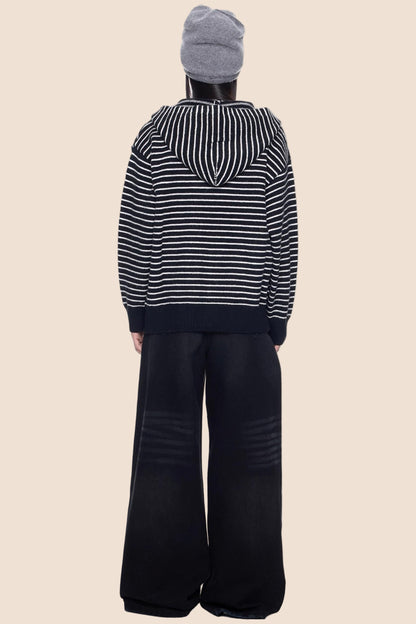 Color-Block Striped Knit Cardigan