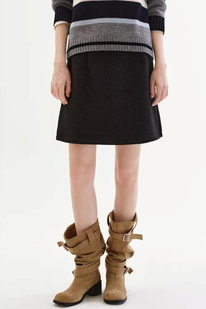 Thickened Knit Patchwork Skirt